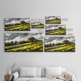 Rolling Hills Landscape, Peaceful Countryside Art, Green Field Painting, Rustic Home Decor, Framed Canvas Print, Serene Wall Accent