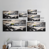 Stormy Sea, Coastal Waves, Nature Painting, Dramatic Seascape, Beach House Art, Framed Canvas Print, Living Room Decor, Ocean Landscape
