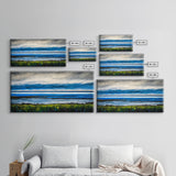 Ocean Horizon, Blue Sky, Coastal, Minimalist, Framed Canvas Print, Seascape Painting, Modern Wall Art, Living Room Decor, Tranquil Scene