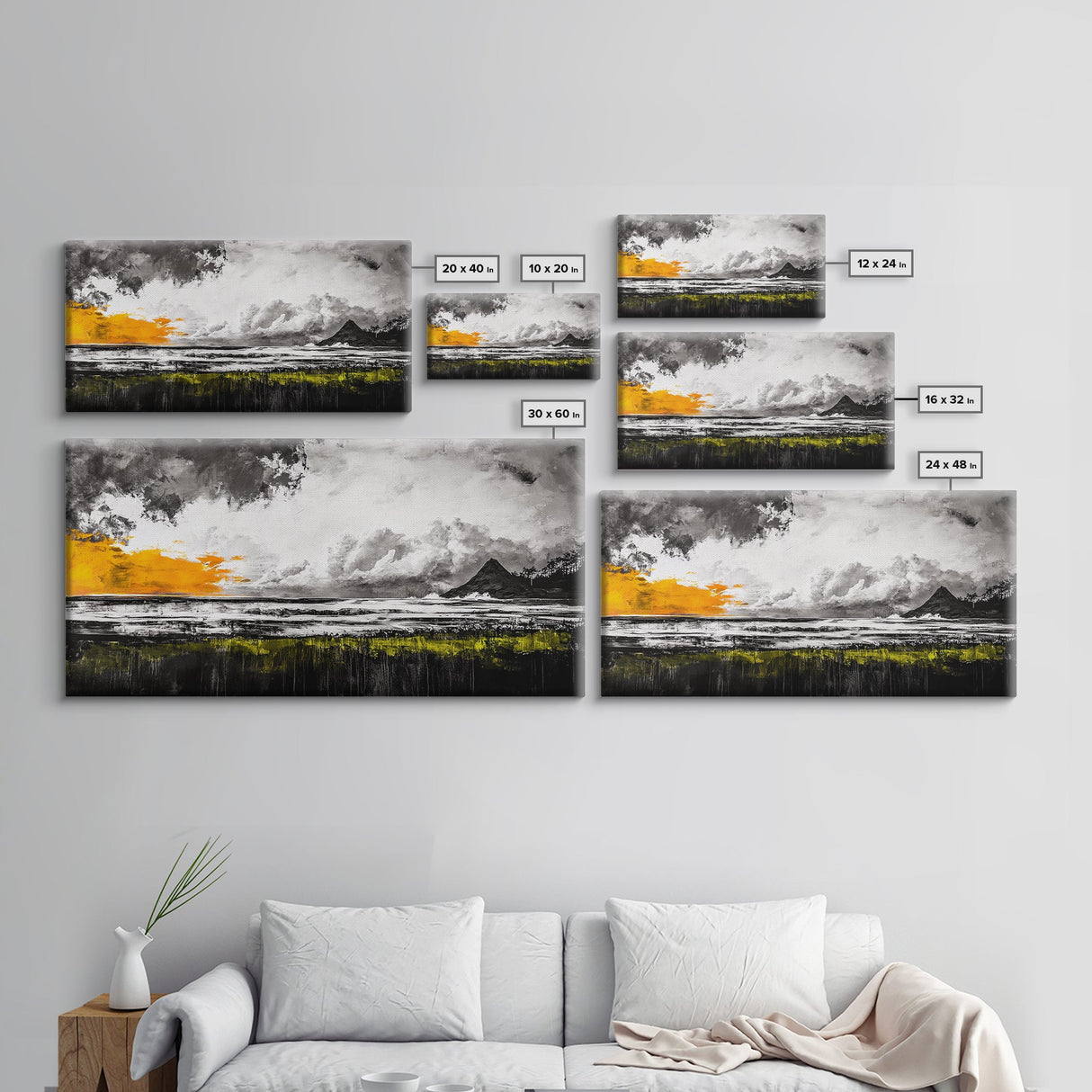 Sunset Seascape, Coastal Wall Art, Modern Beach Decor, Ocean Painting, Large Framed Canvas Print, Living Room Art, Minimalist Art