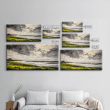 Seaside Serenity, Stormy Ocean, Beach Wall Art, Nature Inspired Decor, Moody Coastal Scene, Yellow Grass, Living Room Artwork, Canvas Print
