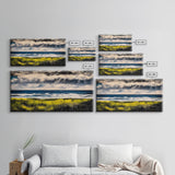 Rain Over Ocean, Blue Seascape, Beach House Decor, Coastal Art, Atmospheric Painting, Nature Inspired, Office Wall Art, Framed Canvas Print