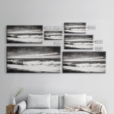 Monochrome Ocean, Rolling Waves, Black and White Beach Art, Framed Canvas Print, Minimalist Seascape, Coastal Wall Decor, Bedroom Art