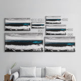 Ocean Horizon, Moody Seascape, Black and White Waves, Framed Canvas Print, Modern Coastal Wall Art, Beach House Decor, Minimalist Art