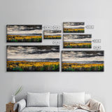 Moody Landscape Painting, Autumn Field Art, Dark Sky Nature Wall Decor, Rustic Country Home Art, Earthy Farmhouse Style, Canvas Print