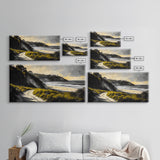 Coastal Path, Ocean View, Beach Sunset, Framed Canvas Print, Modern Wall Art, Landscape Painting, Living Room Art, Nautical Decor