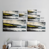 Ocean Cliffs, Misty Coastline, Stormy Sea, Canvas Print, Moody Seascape Art, Living Room Decor, Minimalist Wall Art, Nature Painting