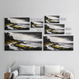 Stormy Beach, Ocean Mist, Coastal Serenity, Canvas Print, Moody Seascape Art, Contemporary Wall Art, Living Room Decor, Nautical Theme