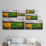 Abstract Landscape, Minimalist Art, Modern Wall Decor, Framed Canvas Print, Green and Gold Wall Art, Contemporary Home Decor
