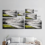Stormy Beach, Coastal Horizon, Monochrome Landscape, Framed Canvas Print, Minimalist Art, Modern Living Room Decor, Dramatic Ocean Scene
