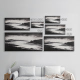Serene Waters, Mountain Lake, Foggy Landscape, Canvas Print, Black and White Art, Minimalist Home Decor, Rustic Cabin Wall Art, Office Art