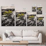 Desert Landscape Art, Minimalist Nature Print, Monochrome Decor, Rustic Mountain Scene, Living Room Wall Art, Framed Canvas Print