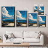 Seaside Serenity, Wooden Dock, Tranquil View, Framed Canvas Print, Ocean Wall Art, Coastal Living, Beach House Decor, Nautical Aesthetic