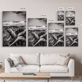 Ocean Waves, Stormy Sky, Framed Canvas Print, Coastal Wall Art, Black and White Seascape, Beach House Decor, Nautical Art, Modern Style