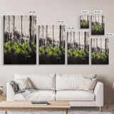 Forest Ferns, Green Botanical Art, Woodland Nature Print, Minimalist Home Decor, Black and White Wall Art, Framed Canvas Print