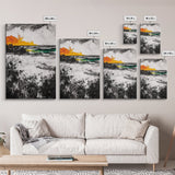 Sunset Waves, Coastal Painting, Ocean Sunset, Abstract Landscape, Framed Canvas Print, Nautical Art, Living Room Wall Art, Bold Color Art