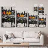Autumn Reflection, Fall Forest Art, Lake Landscape, Vibrant Trees, Seasonal Painting, Warm Home Decor, Canvas Print