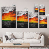 Fiery Sunset, Abstract Landscape, Vibrant Colors, Warm Tones, Fall Wall Decor, Bold Statement Art, Living Room Art, Framed Canvas Print