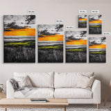 Sunset Glow, Orange Sky, Dramatic Landscape, Fall Wall Art, Framed Canvas Print, Nature Painting, Living Room Wall Art, Autumn Decor