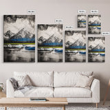 Mountain Reflections, Ice Peaks, Nature Landscape, Serene Wilderness, Canvas Print, Adventure Art, Cabin Decor, Living Room Wall Art