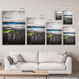 Tranquil Lake View, Blue Water Abstract Landscape, Moody Black White Sky, Serene Nature Wall Decor, Relaxing Home Gift, Canvas Print