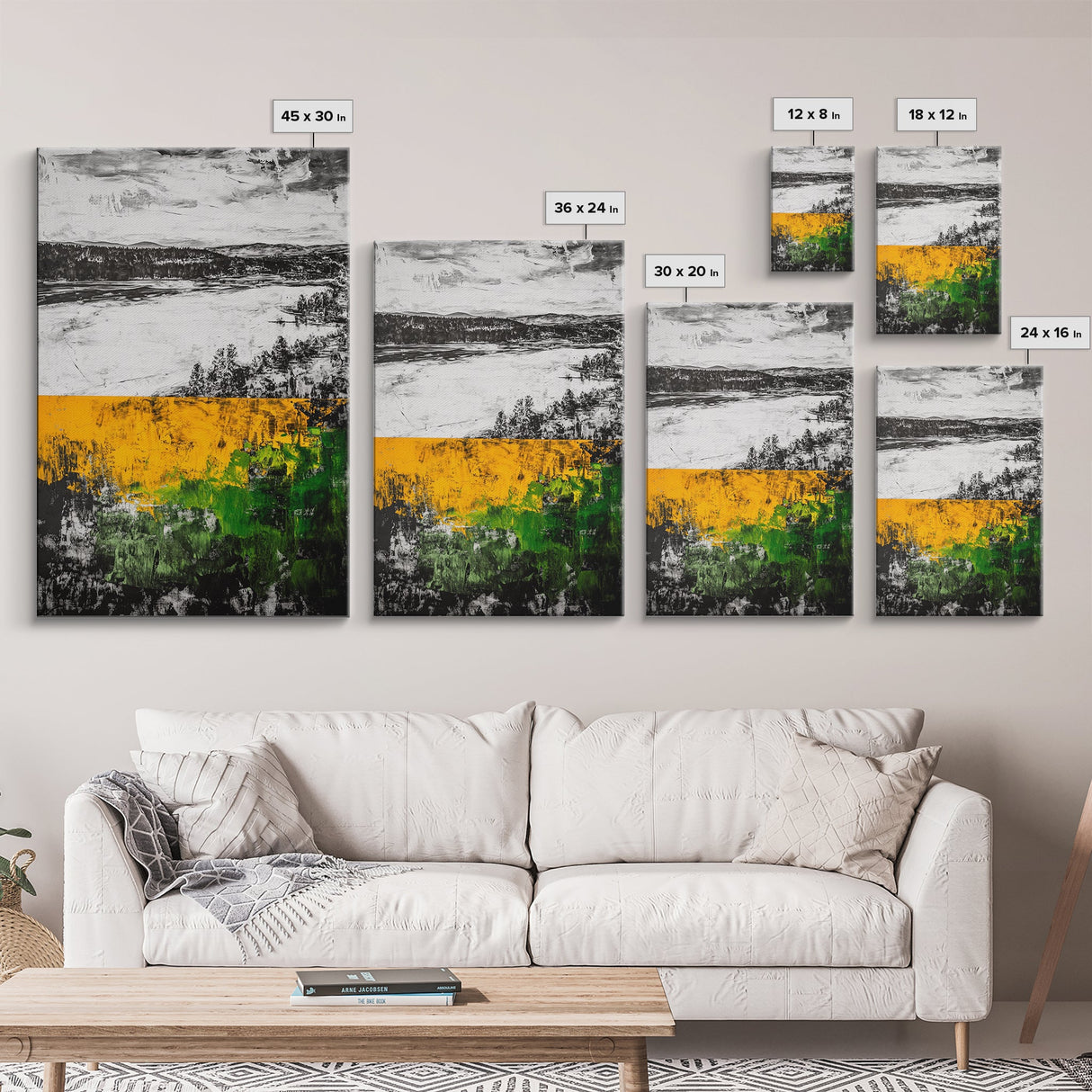 Modern Abstract Landscape, Unique Nature Scene, Rustic Farmhouse Wall Decor, Minimalist Home Gift, Framed Canvas Print