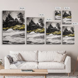 Forest Edge, Beach Shore, Dramatic Sky, Black and White Wall Art, Modern Minimalist Decor, Living Room Art, Canvas Print, Nature Inspired