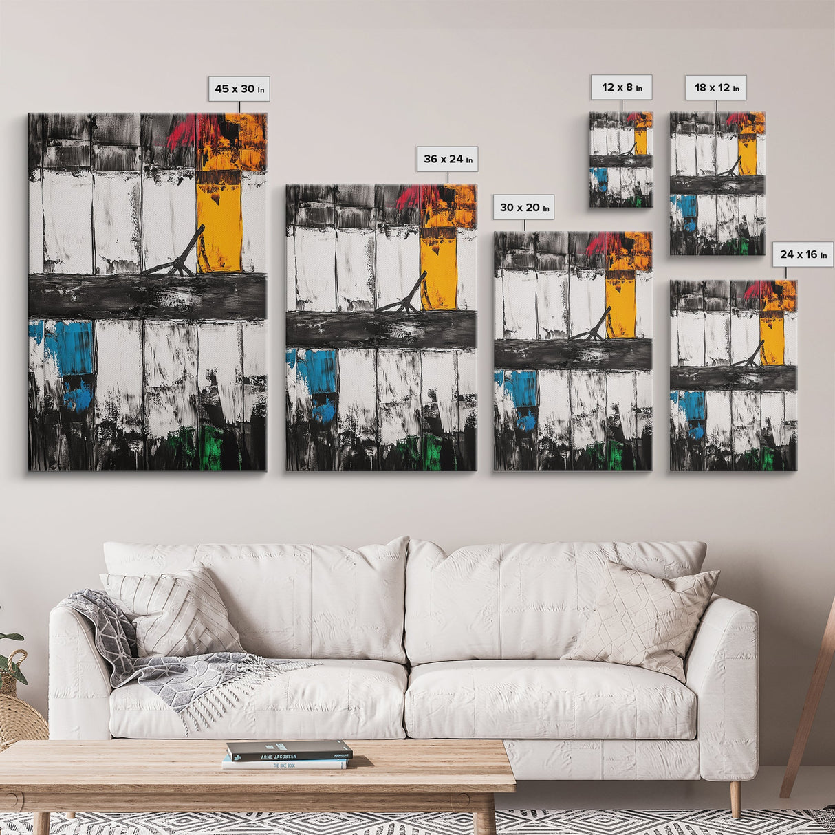 Urban Window, Abstract City Art, Modern Minimalist Wall Decor, Black and White Industrial, Rustic Texture, Canvas Print, Home Office