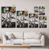 Abstract Leaves, Black and White Art, Botanical Wall Art, Nature Painting, Modern Home Decor, Minimalist Style, Canvas Print