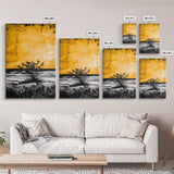 Golden Horizon, Minimalist Desert Art, Warm Sunset Tones, Contemporary Landscape, Boho Home Decor, Framed Canvas Print, Gift Idea