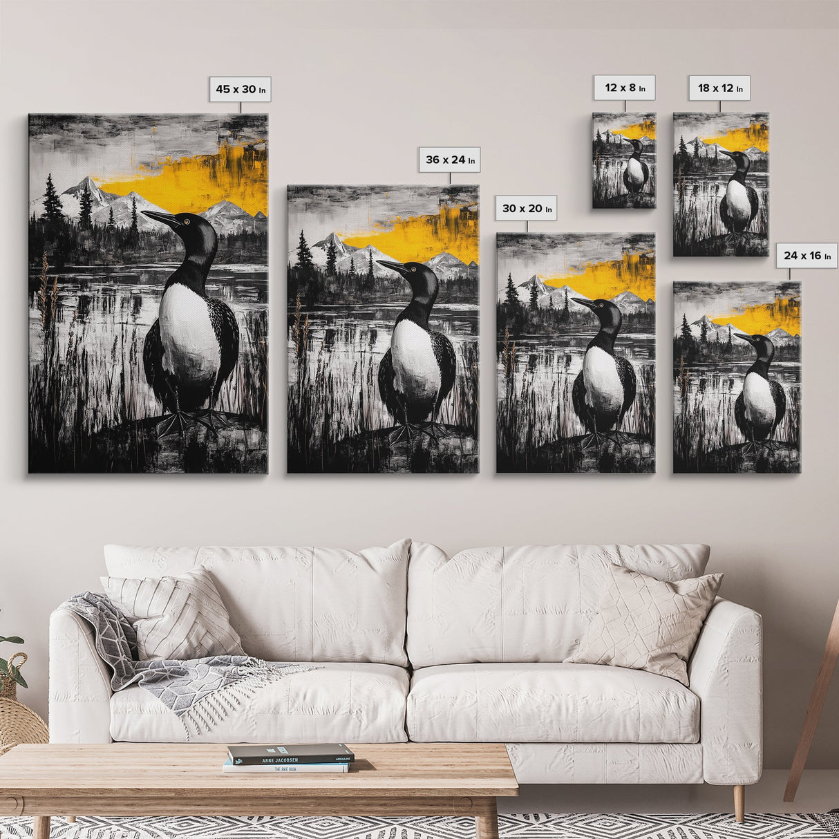 Loon, Mountain Sunset, Wildlife Wall Art, Canvas Print, Fall Decor, Rustic Home, Cabin Aesthetic, Nature Photography, Lodge Art