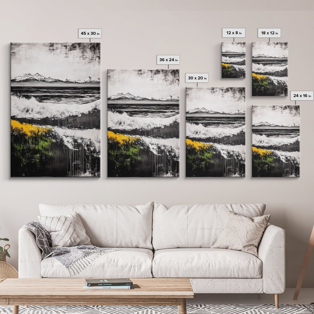 Mountain Sunset, Bold Colors, Abstract Landscape, Framed Canvas Print, Fall Wall Art, Rustic Home Decor, Large Wall Painting