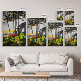 Palm Trees, Beach House, Tropical Sunset, Framed Canvas Print, Coastal Wall Art, Boho Art, Bedroom Wall Art, Vacation Vibes