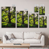 Majestic Tree, Forest Green, Nature Inspired, Framed Canvas Print, Botanical Wall Art, Office Wall Decor, Boho Landscape