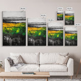 Mountain View, Golden Fields, Lakeside Horizon, Framed Canvas Print, Rustic Landscape, Nature Wall Art, Modern Farmhouse