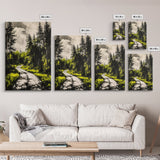 Forest Path, Nature Wall Art, Rustic Landscape, Cabin Decor, Outdoor Aesthetic, Greenery Painting, Framed Canvas Print