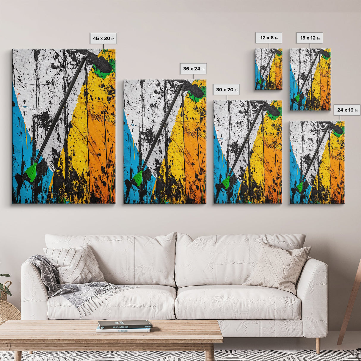 Abstract Dart, Modern Wall Art, Graffiti Style, Bold Colors, Urban Art Decor, Unique Home Aesthetic, Framed Canvas Print