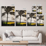 Palm Tree, Tropical Wall Art, Beach House Decor, Relaxing Coastal Print, Island Aesthetic, Monochrome Painting, Framed Canvas Print