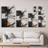 Greenery Abstract Painting, Textured Black White Art, Canvas Print, Minimalist Wall Art, Living Room Decor, Modern Home Accent