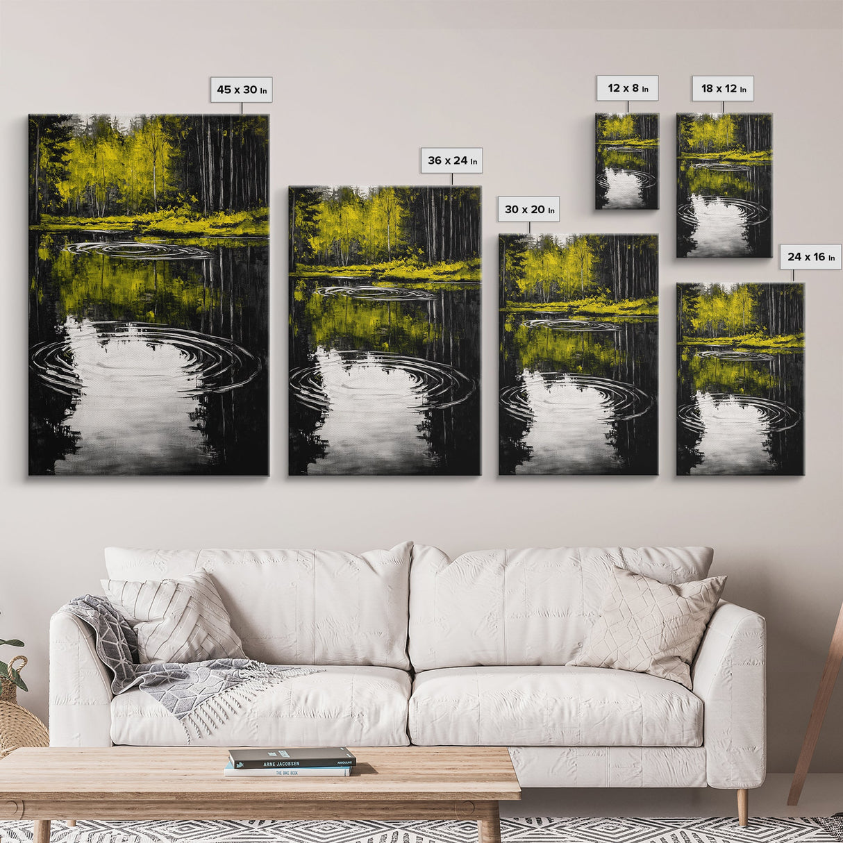 Forest Reflection, Nature Canvas Print, Black and White Photography, Zen Wall Art, Tranquil Home Decor, Modern Landscape Artwork