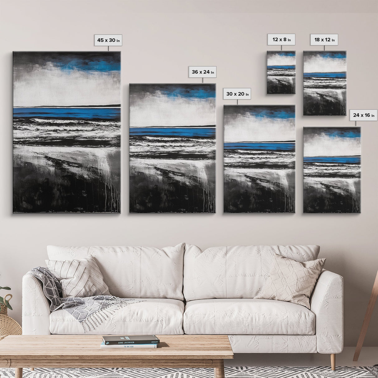 Ocean Waves, Minimalist Coastal Art, Seaside Wall Decor, Contemporary Beach Scene, Modern Home Artwork, Canvas Print