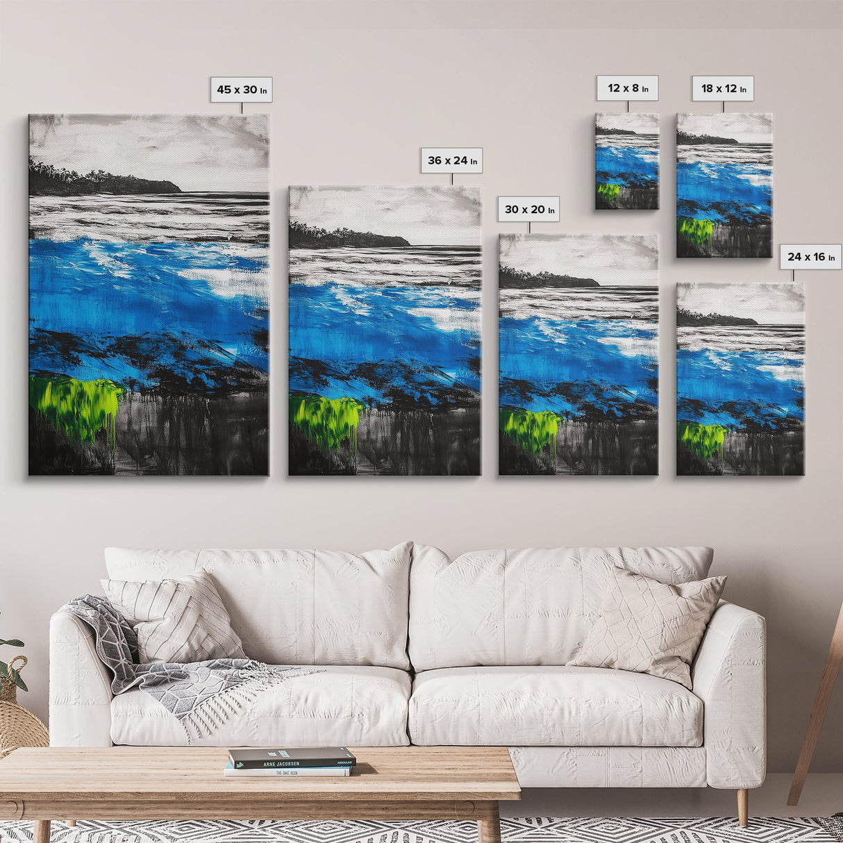 Ocean Waves, Seascape Canvas Print, Beach Wall Art, Coastal Home Decor, Living Room Artwork, Blue Abstract Painting, Nautical Art