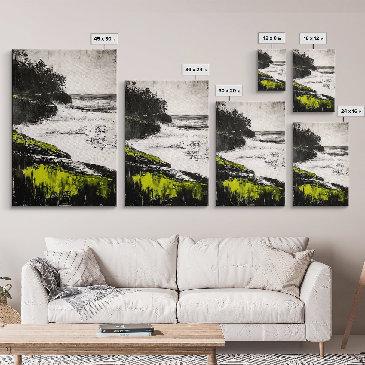 Coastal Cliffs, Ocean Waves, Seascape Art, Nature Wall Decor, Modern Coastal Print, Beach House Art, Framed Canvas Print, Living Room Art