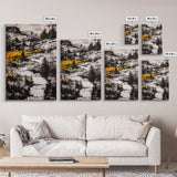 Mountain Path, Black and White Landscape, Dramatic Nature Painting, Wilderness Wall Art, Framed Canvas Print, Rustic Lodge or Office Decor