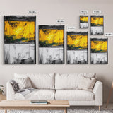 Golden Window, Abstract Rustic Wall Art, Black and White with Yellow Accents, Framed Canvas Print, Farmhouse or Entryway Wall Decor