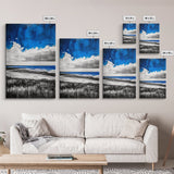 Blue Ocean, Coastal Wall Art, Beach House Decor, Minimalist Landscape, Nautical Aesthetic, Living Room Canvas Print, Ocean Lover Gift