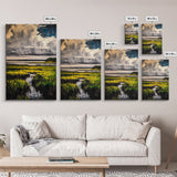 Stormy Marsh, Moody Landscape Art, Coastal Nature Scene, Modern Rustic Decor, Fall Home Wall Art, Framed Canvas Print, Office Artwork