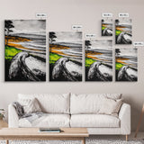 Driftwood Shore, Ocean Beach Wall Art, Modern Coastal Decor, Nature Seascape Print, Tranquil Waves, Framed Canvas Print