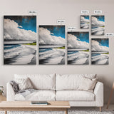 Beach Serenity, Coastal, Ocean Waves, Nature Art, Framed Canvas Print, Living Room Wall Art, Beach House Decor, Minimalist Landscape