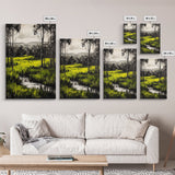Green Meadow, Forest, Landscape Art, Nature Print, Framed Canvas Print, Bedroom Wall Art, Rustic Home Decor, Boho Aesthetic